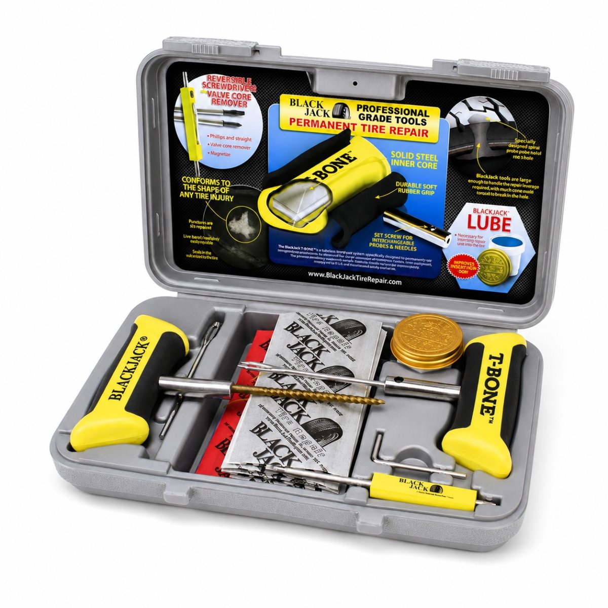 BlackJack KT-335 Heavy Duty Truck Tire Repair Kit, 35-Piece with T-Bone Han