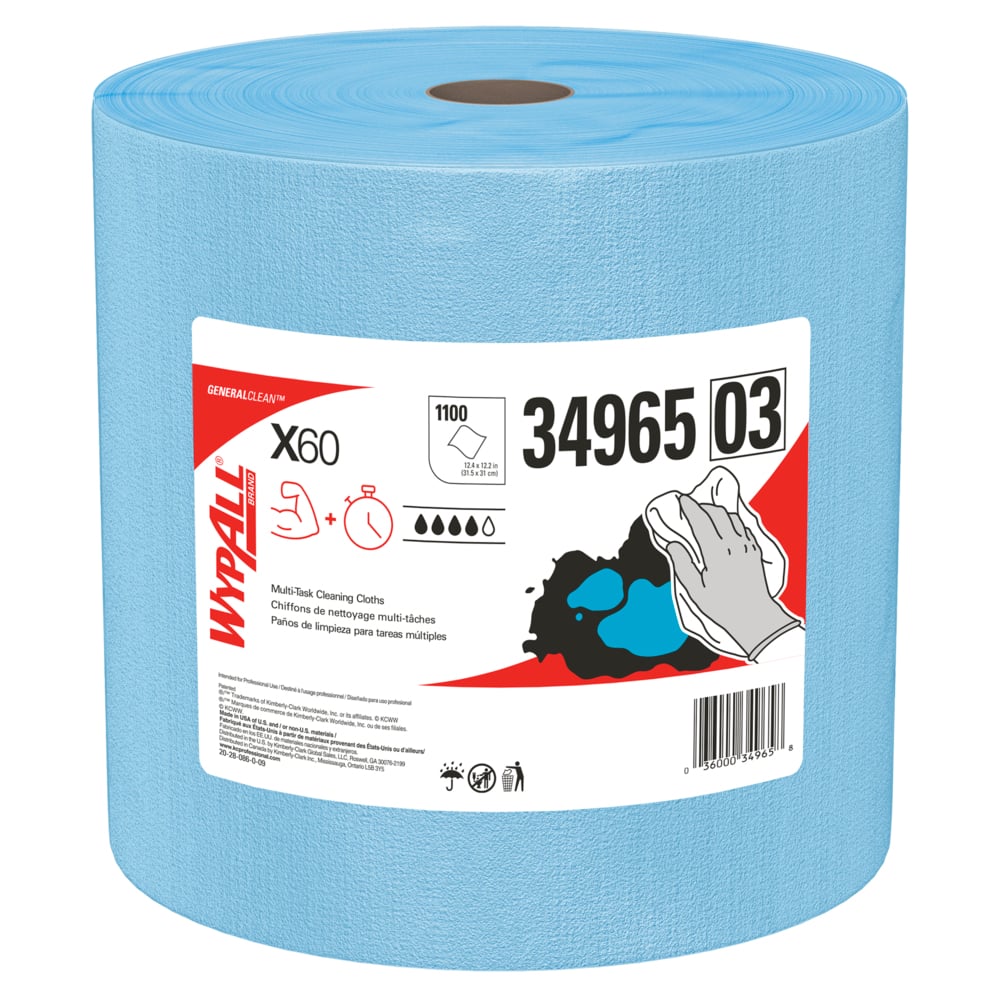 DealerShop - Wypall X60 Reusable Absorbent Cloths Blue - 34965 - Shop  Towels - DealerShop - Shop Towels