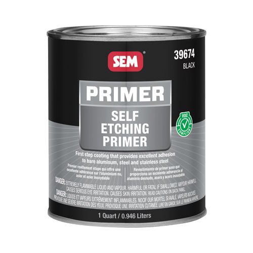 SEM 39674 Self-Etching Primer, 1 qt Round Can, Black, Low VOC VOC 