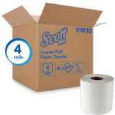 Scott 01010 Center-Pull Paper Towels White 2-Ply, 8 x 15 in, 500 Sheets/Roll, Case of 4 Rolls