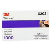 3M Wetordry 02021 401Q Sandpaper, 5-1/2 in W x 9 in L, 1000 Grit, Fine Grade, Silicon Carbide Abrasive, Black, 50 sheets