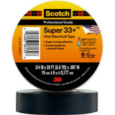 3M 06130 Scotch Super 33+ Vinyl Electrical Tape, 3/4" x 20 ft, Black
