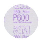 3M 00911 260L Series Abrasive Sanding Discs, 3 in Dia, 600 Grit, Hook and Loop, White, 50 Discs