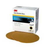 3M 00978 216U Series Abrasive Sanding Discs, 6 in Dia, 220 Grit, Hook and Loop, Gold, 100 Discs