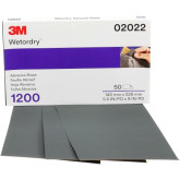 3M Wetordry 02022 401Q Abrasive Sandpaper, 5-1/2 in W x 9 in L, 1200 Grit, Fine Grade, Silicon Carbide Abrasive, Black, 50 sheets