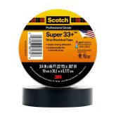 3M Scotch Super 33+ 06133 Premium Grade Electrical Tape, 52 ft x 3/4 in, 7 mil THK, Black