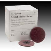 3M Scotch-Brite Roloc 07486 Surface Conditioning Discs, 3 in Dia, Medium Grade, Aluminum Oxide Abrasive, 25-Discs