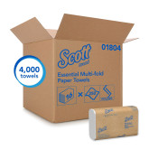 Scott Essential 01804 Multifold Paper Towels, White, 9.2” x 9.4”, 16 packs of 250 sheets, 4,000 sheets total