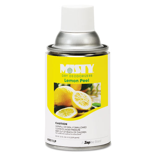 Misty 07931 Metered Dry Deodorizer Refills, Lemon Peel, 7oz, Aerosol, 12 Pack