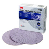 3M 30760 334U Series Multi-Hole Clean Sanding Abrasive Discs, 6 in Dia, 800 Grit, Hook and Loop, Purple, 50 Discs