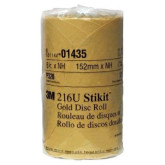 3M 01435 216U Series Abrasive Disc Roll, 6 in Dia, 320 Grit, PSA, Gold, 6-Rolls