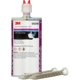 3M 04248 Super Fast Repair Adhesive, Black, 200 mL, Two Part Urethane, Plastic Repair Kit