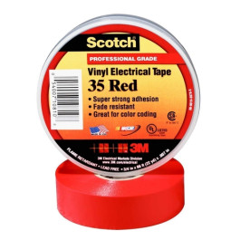 3M 10810 Vinyl Electrical Tape, 0.75" x 66 Feet, Red, 7 mil Thick