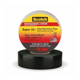 3M 06133 Scotch Super 33 Plus Vinyl Electrical Tape, 3/4 Inch x 52 ft, Black, 7 mil