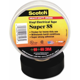 3M 6143 Scotch Vinyl Electrical Tape Super 88, 3/4" x 66 Ft, Black, Premium Grade Insulating Tape