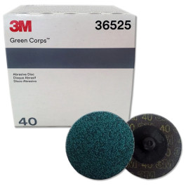 3M Green Corps 36525 Abrasive Discs, 2 Inch, 40 Grit, 25000 rpm, Green, 25