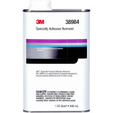3M 38984 Specialty Adhesive Remover, Transparent, Solvent Based, Easy Residue Removal, 1 Quart