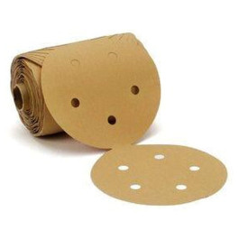 3M 01625 Stikit Gold Paper Dust Free Disc Roll 216U, P150, 5", PSA, 5 Hole,
