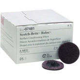 3M Scotch-Brite 07481 SC-DR Series No-Hole Surface Conditioning Discs, 2 in, Medium Grade, Aluminum Oxide, Maroon, 25 Discs