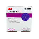 3M Cubitron II 31484 737U Series Multi-Hole Clean Sanding Abrasive Discs, 6 in Dia, 400+ Grit, Hook and Loop, Purple, 50 Discs