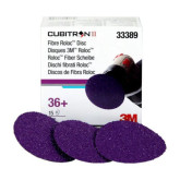 3M Cubitron II 33389 Premium Quick Change Grinding Discs, 3 in Dia, 36+ Grit, Ceramic Abrasive, 20000 rpm, Purple, 15 discs