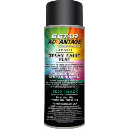 5 Star Xtreme 3522 Lacquer Spray Paint, Flat Black, 12 ounces, Interior and