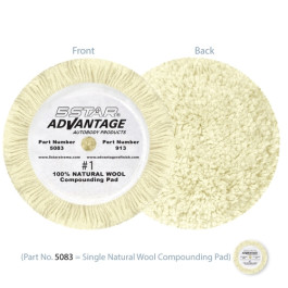 5 Star Xtreme 5083 100% Natural Wool Heavy Compounding Pad, 8" Diameter, Ho