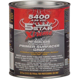 5 Star Xtreme 5400-04 Hi-Solids Acrylic Lacquer Primer Surfacer, Gray, 4.58