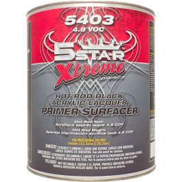 5 Star Xtreme 5403-4 Hot Rod Black 1K Acrylic Lacquer Primer Surfacer, 4.8
