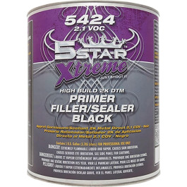 5 Star Xtreme 5424-4 High Build 2K DTM Primer Filler Sealer, Black, 2.1 VOC