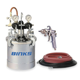Binks 98C-357 2.8 Gallon Pressure Tank Outfit with 2100 Conventional Spray Gun, Two Regulators, Hose Set