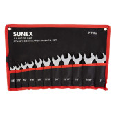 Sunex 9930 11-Piece SAE Stubby Full-Polish Combination Wrench Set