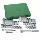 SK Tools 94549 3/8" Drive 6 Point Standard and Deep SAE and Metric Socket Set, 49 Pieces