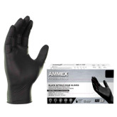 Ammex ABNPF42100-S Black Nitrile Disposable Gloves, 3 mil, Small, Case of 1,000