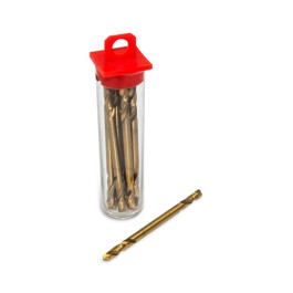 AES Industries 261 Titanium Coated Double End Drill Bits, 1/8" Size, 135 degree Split Point, 2-1/4" Overall Length, Tube of 12