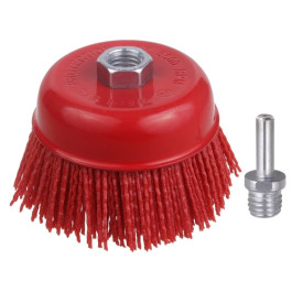 AES Industries 51887 Nylon Cup Brush, 5 inch, 5/8-11 Thread, 180 Grit, 6500 Max RPM