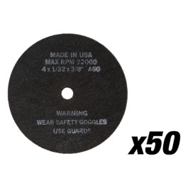 AES Industries 3817-50 Cut-Off Wheels, 4" x 1/32" x 3/8", 60 Grit, Box of 5