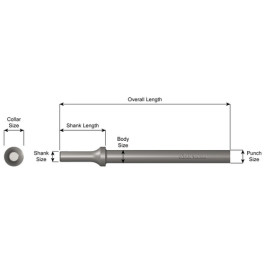 Ajax A913 Zip Gun SK Blank Straight Punch, 0.401" Turn Type Shank, 6-1/2" Overall Length
