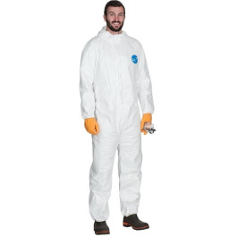 Ansell 817008 Collared Coverall Paint Suit, White, 2XL, Zipper Front with Storm Flap, Elastic Wrists and Ankles