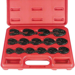 Astro Pneumatic 7115 Crowfoot Wrench Metric Set, Flare Nut, 15-Piece, 8mm–24mm, Black Finish
