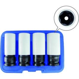 Astro Pneumatic 7404 Flank Bite Damaged Lug Nut Socket Set with Spinning Protective Sleeves, 3-Piece