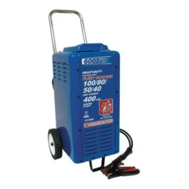 Associated 6002B Battery Charger, Steel Wheeled Fleet Charger, 6/12/18/24 Volt 100/80/50/40 Amp, 400 Amp Crank Assist