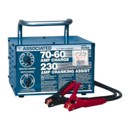 Associated 6010B Battery Charger, Steel Portable Charger, 6/12/24 Volt 60/60/30 Amp with 230 Amp Crank Assist