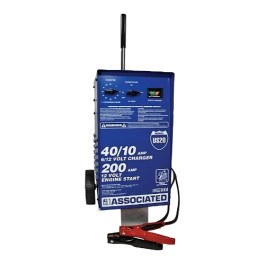 Associated US20 Battery Charger, Steel Wheeled Value Charger, 6/12 Volt 40/10 Amp with 200 Amp Crank Assist