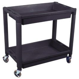 Astro Pneumatic 8330 Heavy Duty Plastic, 2-Shelf Utility Cart (Black)