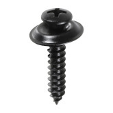 Auveco 11792 10" x 1" Length Phillips Oval Head SEMS Tapping Screws with Countersunk Washer, Black Phosphate Finish, 50-Pack