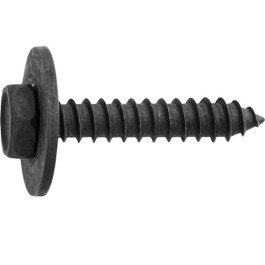 Auveco 24473 #10 x 1" Hex Head Tapping Screw with Loose Washer, Steel, Black, 50-Pack
