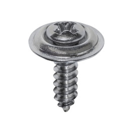 Auveco 2771 #8 x 5/8" Phillips Oval Head SEMS Tapping Screw, Countersunk Washer, Chrome Finish, 100-Pack