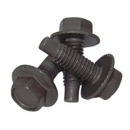 Auveco 5711 Indented Hex Large Flange Washer Head Dog Point Body Bolt, 5/16-18 x 1", Black Phosphate, 50 Count