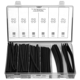 Auveco 18887 Heat Shrink Tubing Kit, Black Thin Wall Cross Linked Polyolefi